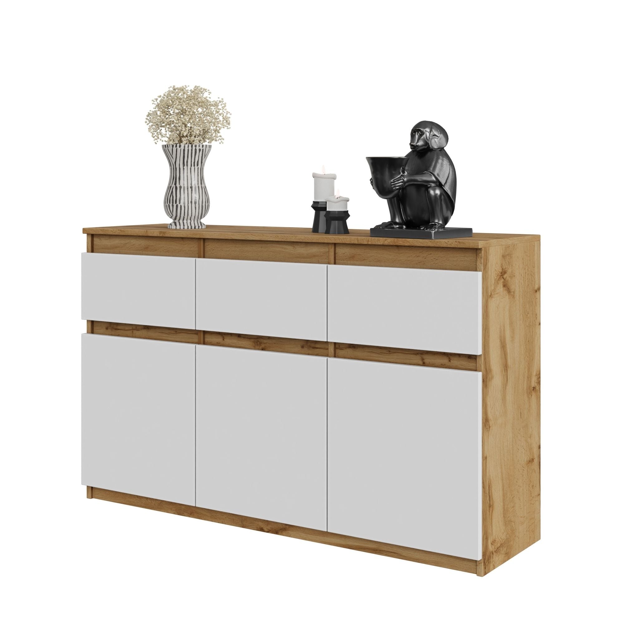 Noah Kommode Med Skuffer Naturfarvet Mat Hvid H75cm B120cm D35cm