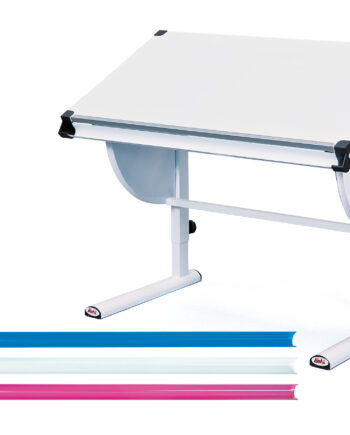 Nordic Living Collection Milo  - -  Børneskrivebord     Vippehylde  Højdejusterbar Hvid Blå Pink Melamin Og Metal  110x60