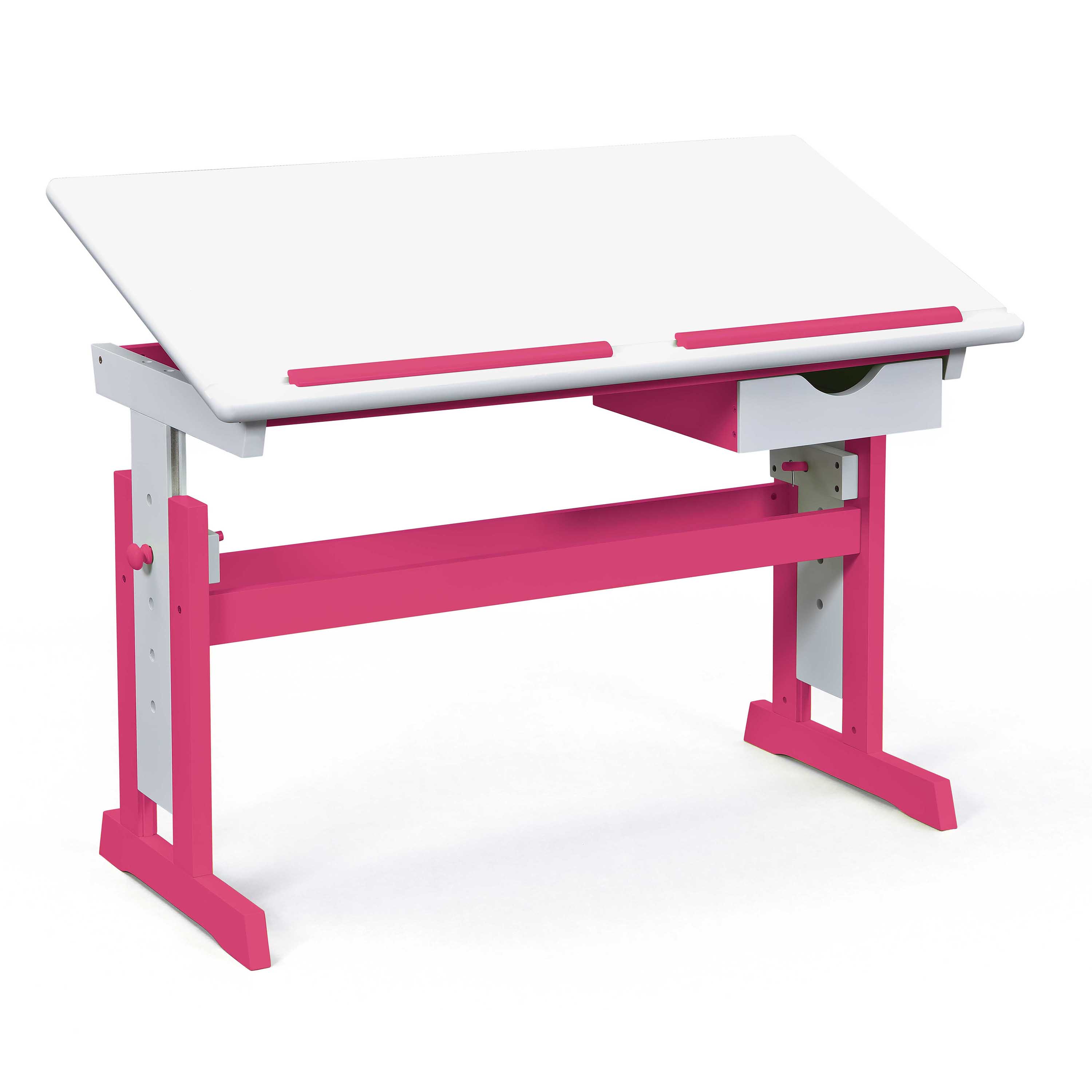 Nordic Living Collection Pijii Børneskrivebord     Vippehylde Og   Skuffe  Højdejusterbar Hvid Og Pink Mdf  109x55