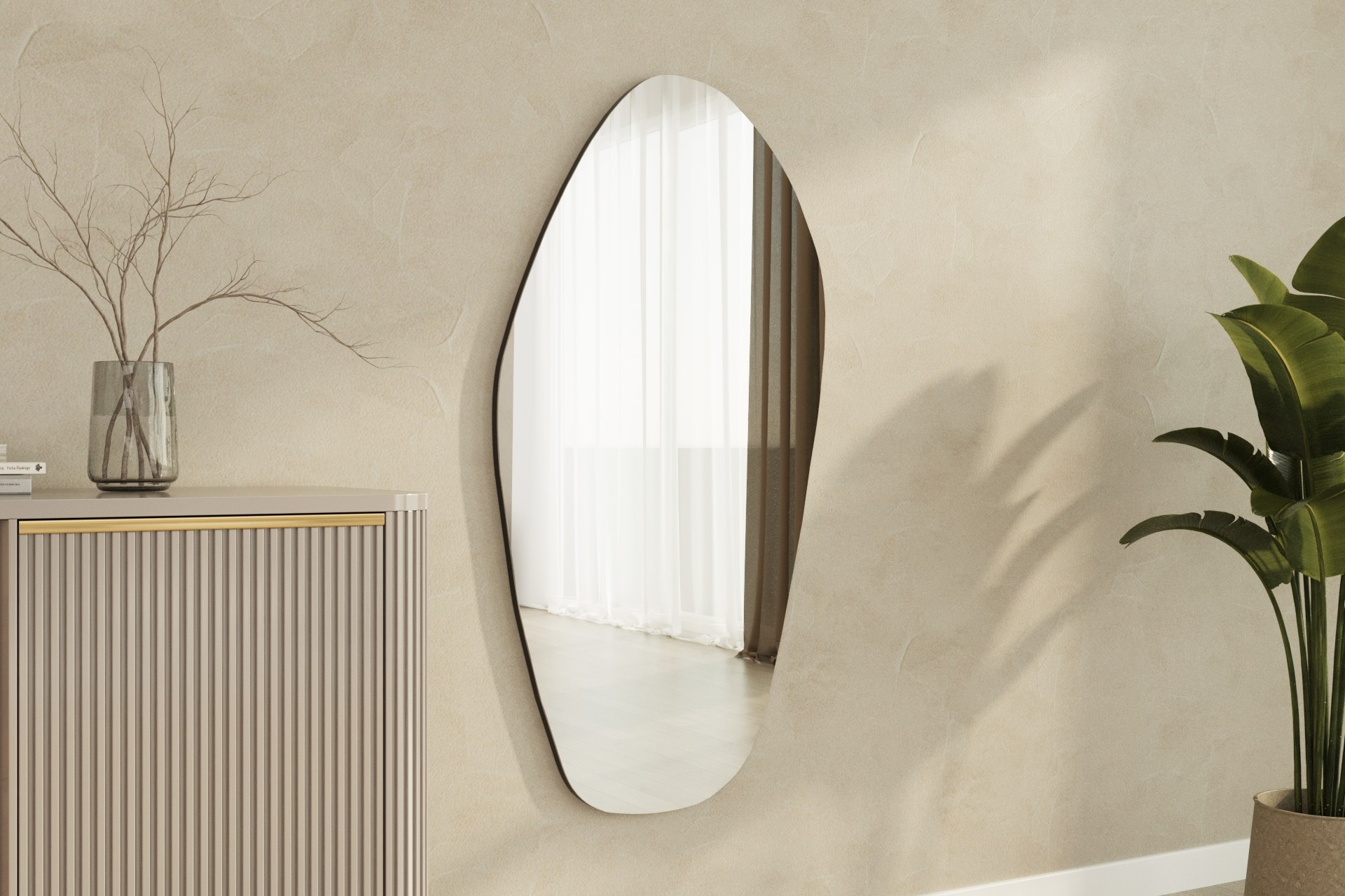 Nordvärk Bella Vægspejl  Organisk Spejlglas Og Sort Mdf  120x60