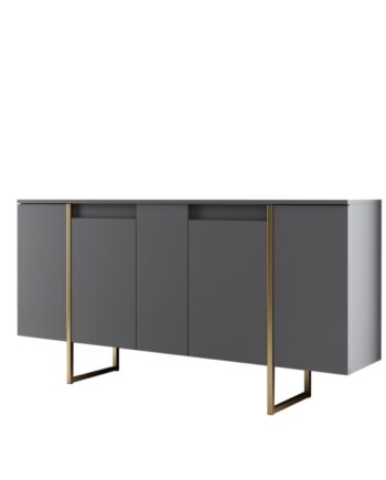 Nordvärk Luxe Konsolbord       Låger Og   Hylder Antracitgrå Melamin Og Guld Metal  160x35