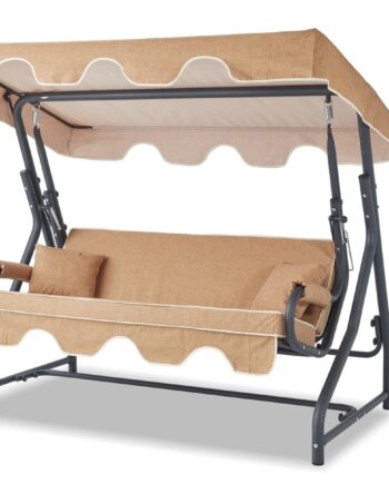 Nordvärk Olea Udendørs Triple Hængesofa Beige Polyester Stof Og Metal