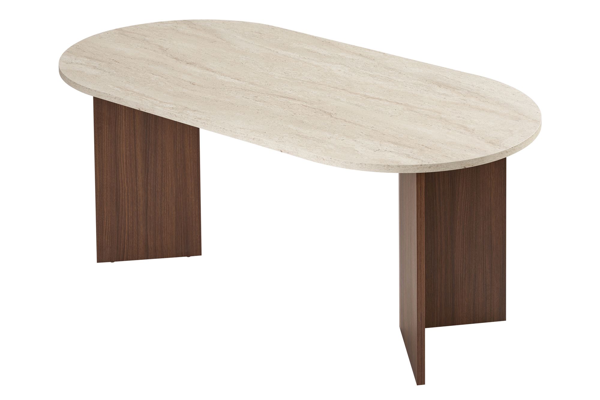 Nordvärk Sablin Spisebord  Oval Sand Travertin Og Brun Milano Valnød Melamin  180x90