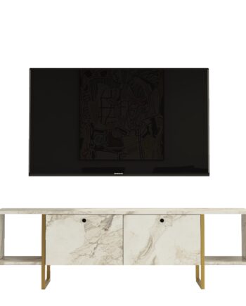 Nordvärk Vg30 Tv-bord       Låger Og   åbne Rum Hvid Melamin Og Guld Metal  160x40