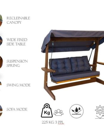 Nordvärk Viva 2200 Udendørs Triple Hængesofa Antracitgrå Polyester Stof Og Grantræ