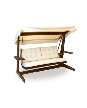 Nordvärk Viva 2400 Udendørs Triple Hængesofa Beige Polyester Stof Og Grantræ