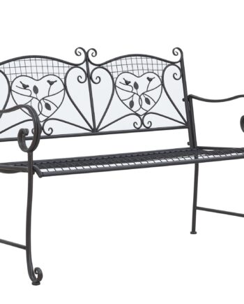 Nostalgisk Metalhavebænk   -personers  Vejrbestandig  Sort  113 Cm   58 Cm   98 Cm