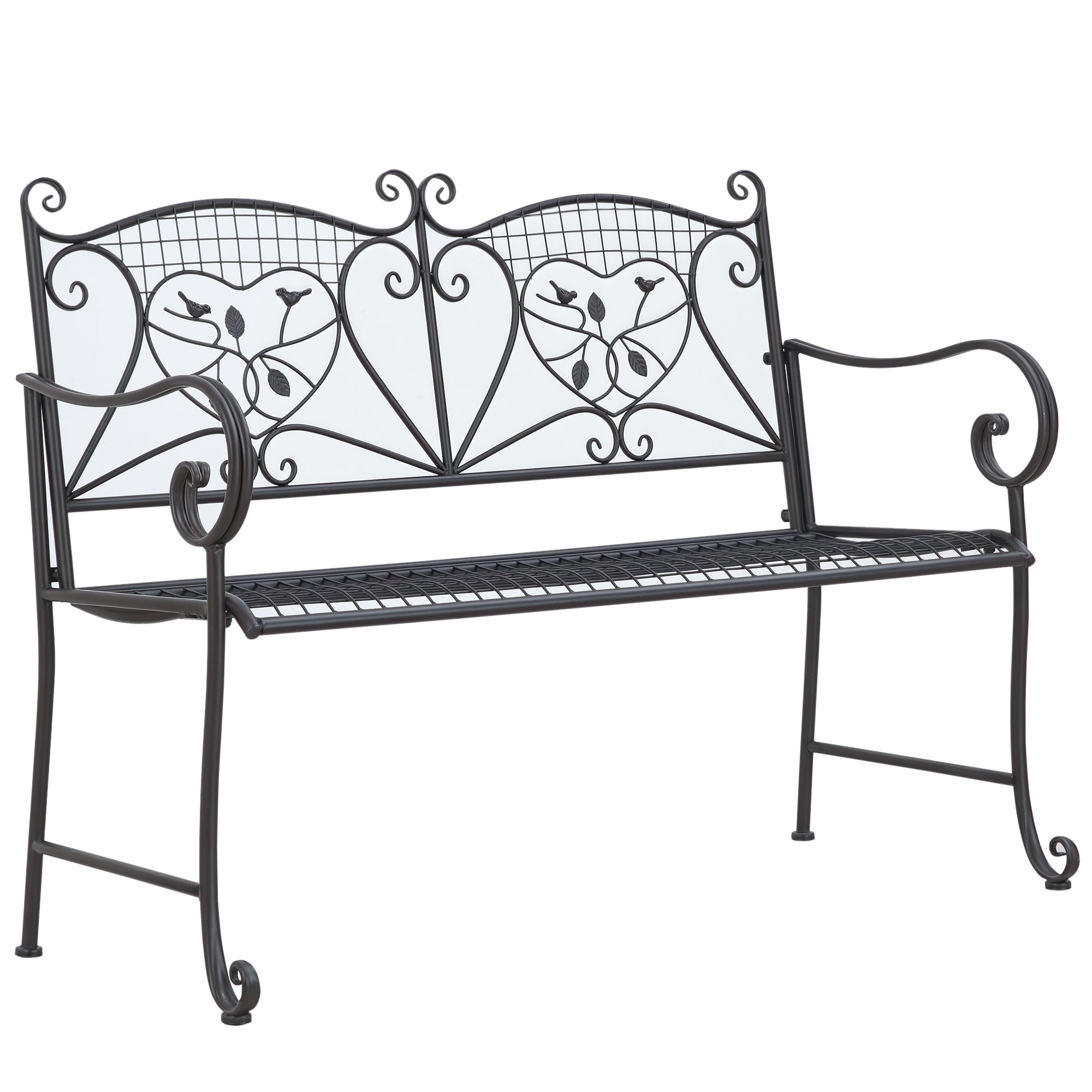 Nostalgisk Metalhavebænk   -personers  Vejrbestandig  Sort  113 Cm   58 Cm   98 Cm