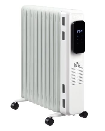 Olievarmer  2500w    Varmeindstillinger  Timer  Frit Bevægelig  Stål  Hvid  50     24   63 Cm