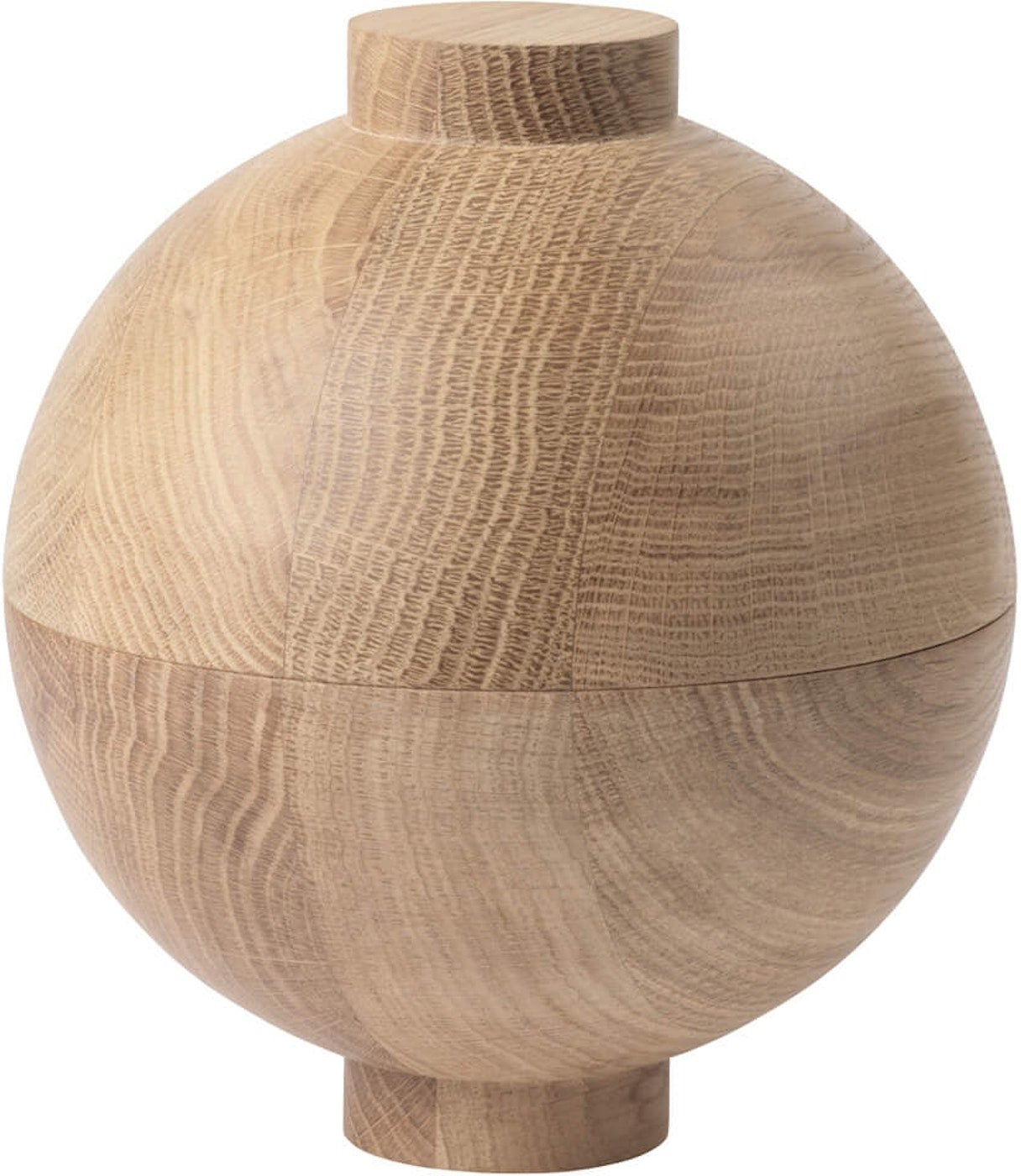 Opbevaringskrukke Kristina Dam Wooden Sphere ø16   H18 Cm Naturfarvet Eg