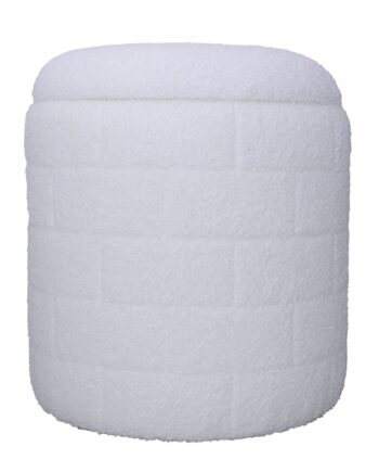 Opbevaringspuf 40x40x45 Cm  Rund Stofpuf  Hvid Med Aftageligt Låg  Polstret Opbevaringspuf  Moderne Sidepuf Til Stuen