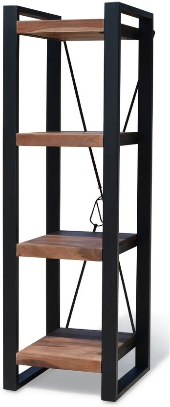 Opbevaringsreol Obuzi Hayfay   Massivt Rosentræ Og Sort Jern 160ã 60ã 40 Cm