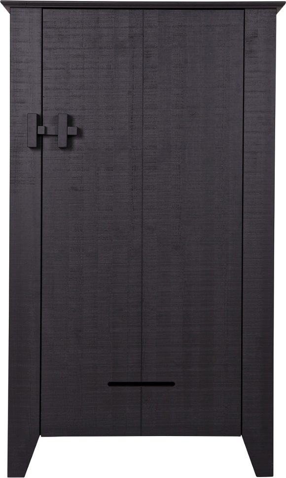Opbevaringsskab Woood Gijs 142x85x38 Cm Sort   Rustikt Fsc-fyrretræ Med Landlig Charme