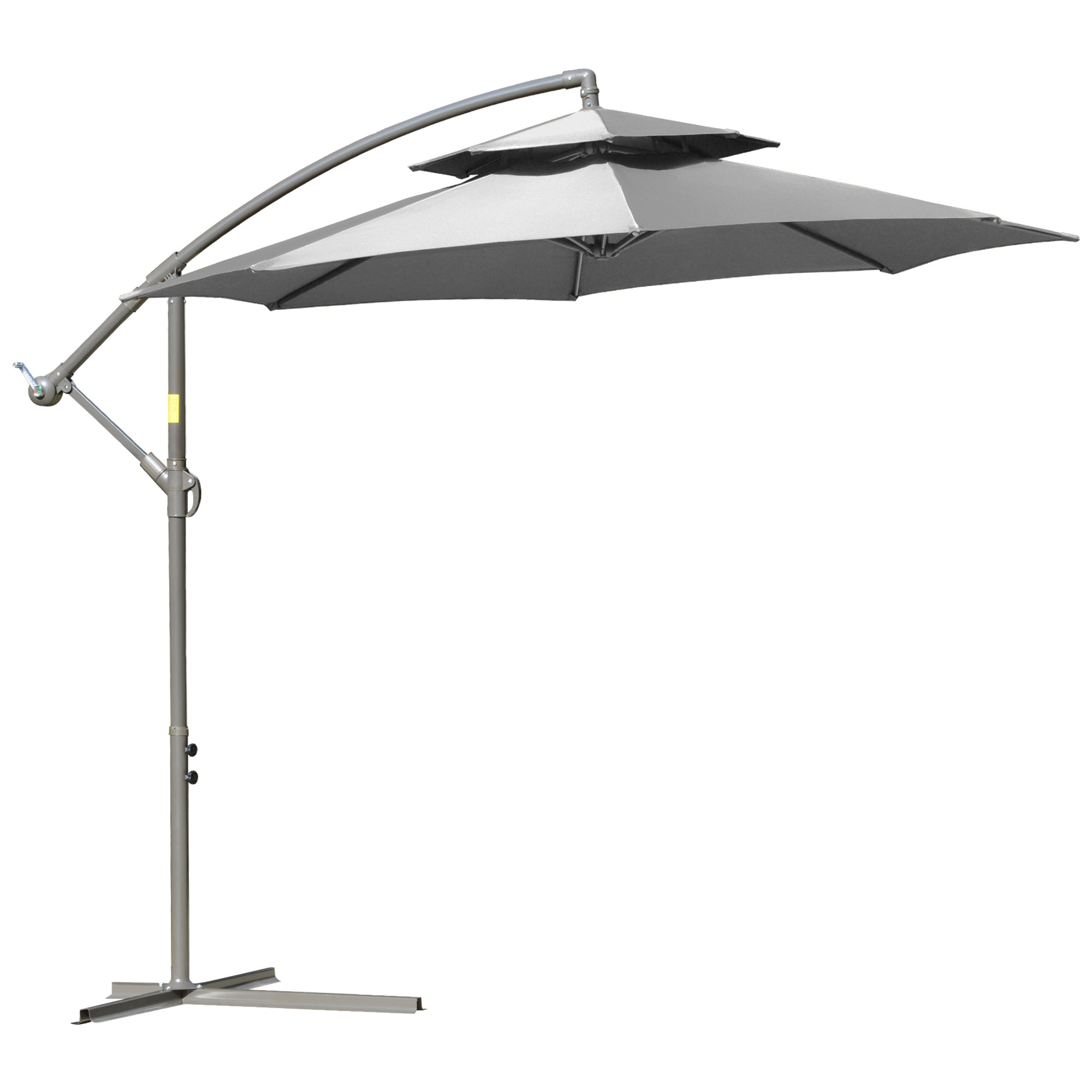 Parasol Fritbærende Parasol ø2 67     45   Svingparasol Med Dobbelt Tag Krydsfod Stål Udendørs Solbeskyttelse Polyester Stål Lysegrå