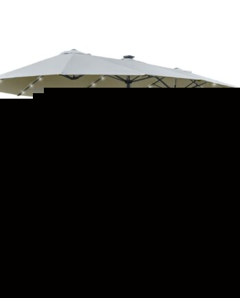 Parasol Med Led Solcelle   5m Dobbelt Parasol Haveparasol Markedsparasol Terrasseparasol Oval Lysegrå Sort