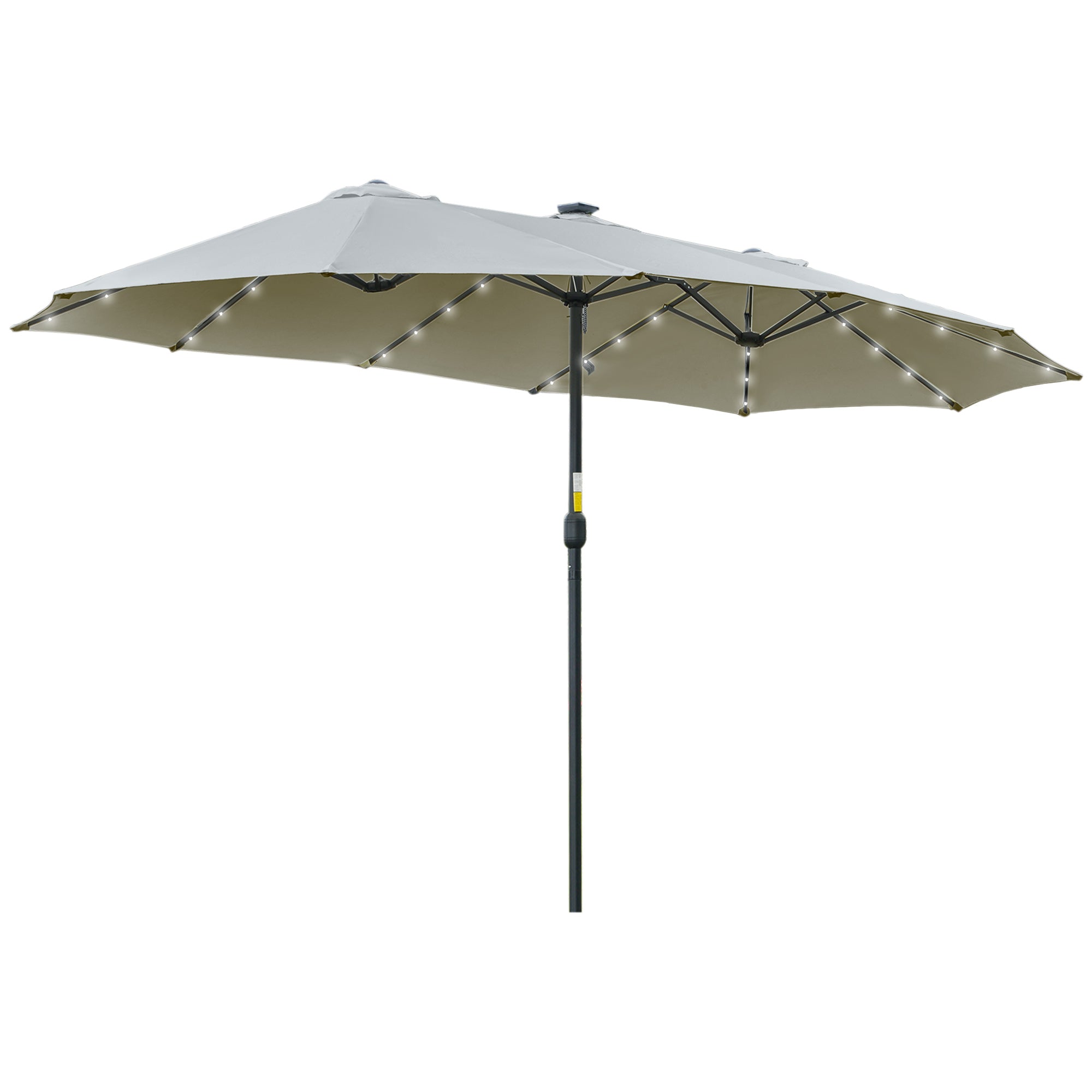 Parasol Med Led Solcelle   5m Dobbelt Parasol Haveparasol Markedsparasol Terrasseparasol Oval Lysegrå Sort