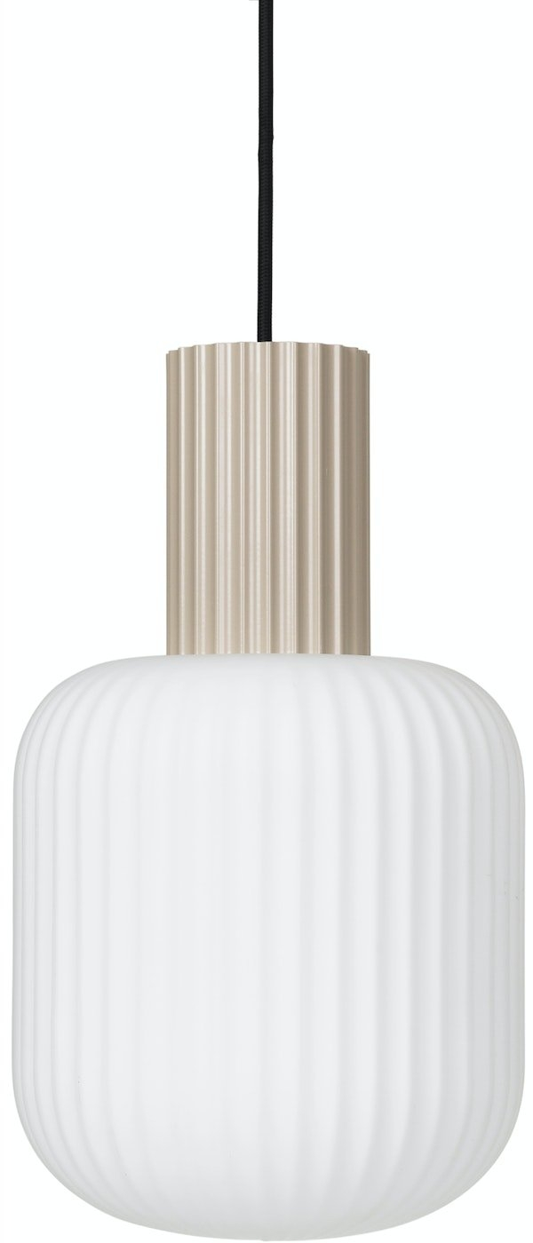 Pendel Lampe Broste Copenhagen Lolly ø20   H34 Cm Hvid Sand Metal Og Glas E14