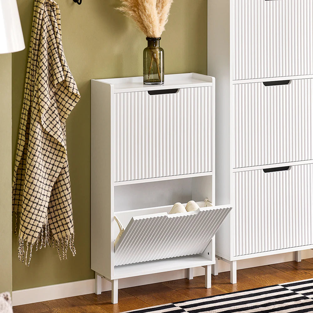 Pladsbesparende Skoskab   Skandi-stil  50x19x90 Cm  Hvid