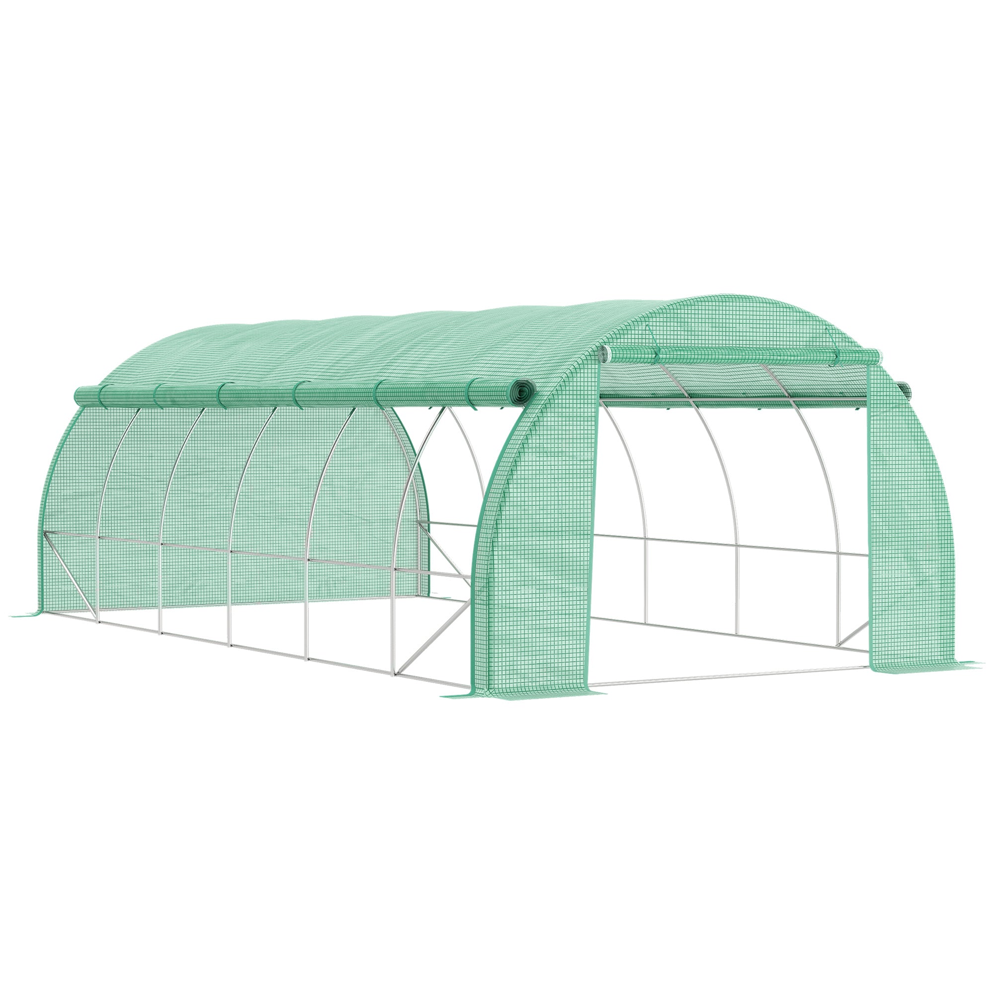 Polytunnel             Walk-in Drivhus Med Rulledæksler  Polytunnel Drivhus  Uv-beskyttelse  Stålrør  Grøn