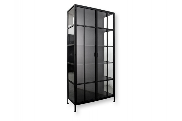 Præstø Vitrineskab   Metal 92x40x201   Cm Sort