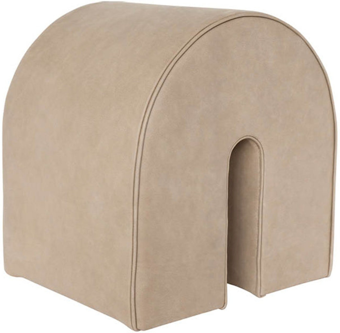 Puf Kristina Dam Curved   Brunt Læder 42ã 36ã 42 Cm
