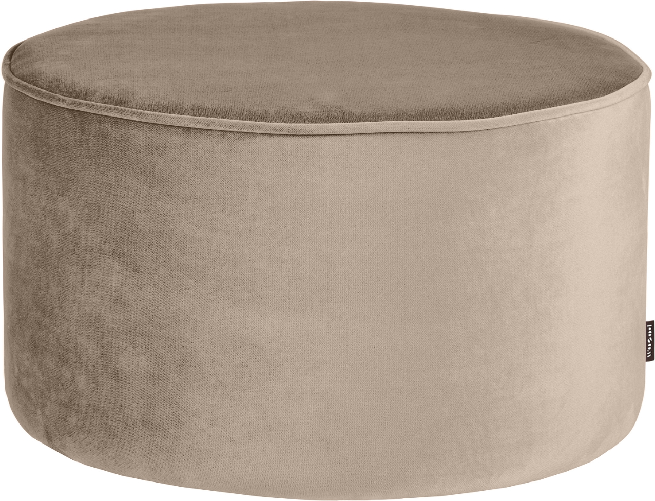 Puf Woood Sara ø60   H36 Cm Beige Fløjl Sittepuf Til Stue