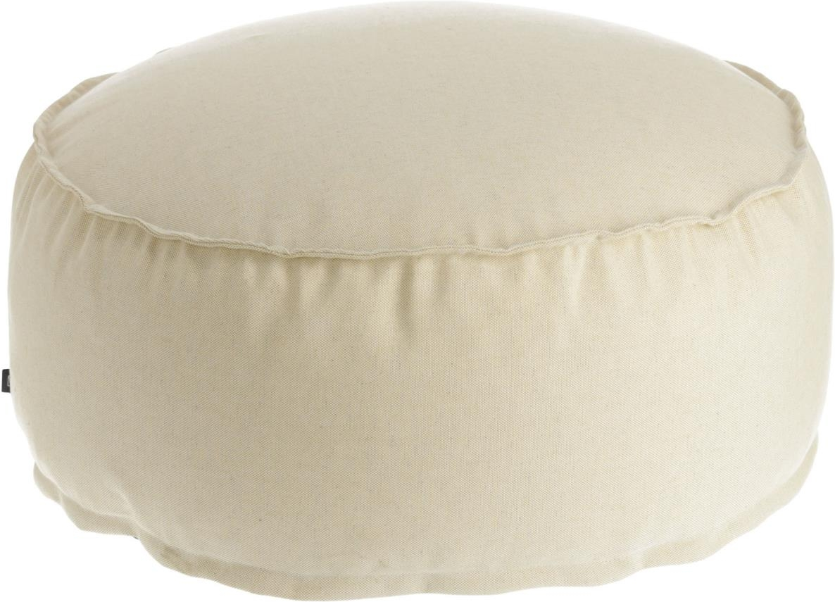 Puff Kave Home Nedra ø70ã 30 Cm Beige   Nordisk Moderne Stofpuff Til Stue   Overdækket Udeområde