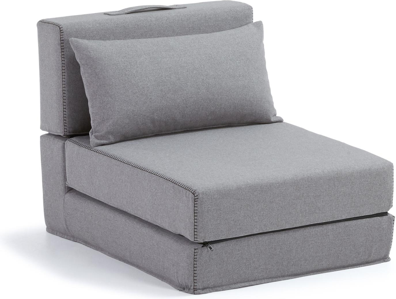 Puff Med Udtrækseng Kave Home Arty Grå   Pletresistent Varese-stof H67xb70xl89 Cm