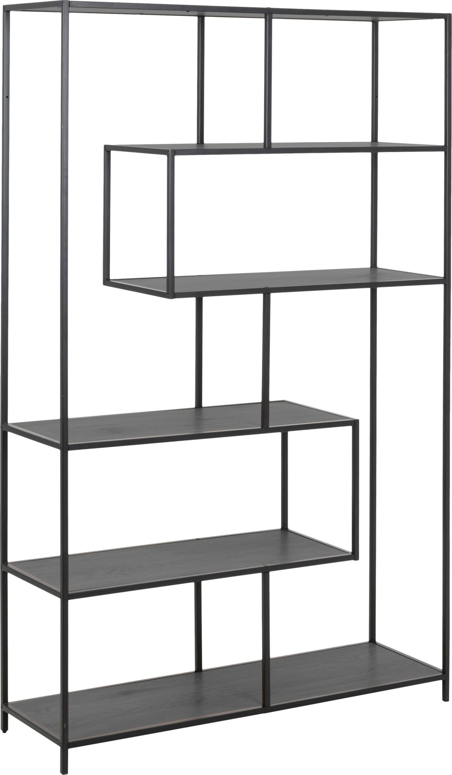 Reol Signature Alira H185 B114 D35 Cm Sort Ask Opbevaringsreol Med Fem Asymmetriske Hylder Industrielt Design