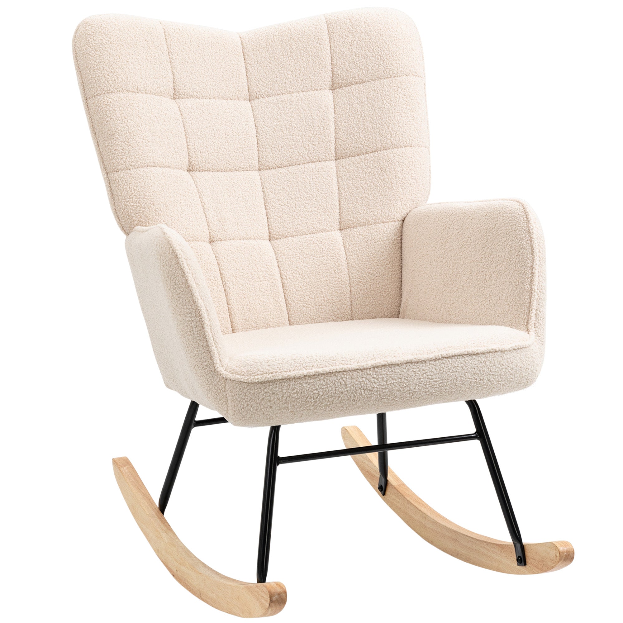 Retro Gyngestol  Massivt Træ  Lænestol  Afslappende Lænestol  98 Cm   71 Cm   101 Cm  Beige