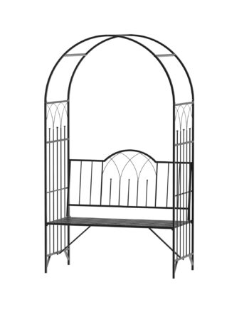 Rosenbue Med Bænk Rosenbænk Lysthusbænk Filosofbænk Espalier Espalier Havebænk Metal Sort 115   59   203 Cm