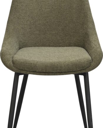 Rowico Sierra Spisestuestol   Polstret Grønt Stof Med Sorte Metalben Fsc-certificeret Sæt Af