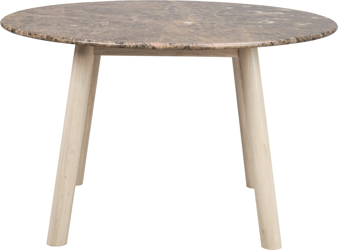 Rowico Taransay Rundt Spisebord   Spansk Emperador-marmor Og Hvidvasket Egetræ ø125 Cm