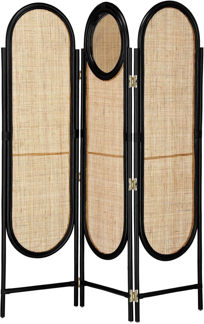 Rumdeler Skærmvæg Kave Home Lalita Foldbar   Syntetisk Rattan H180   B150 Cm Natur Sort