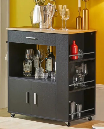 Rummelig Køkkenvogn   Skandi-design Look  82x46x88 Cm  Sort