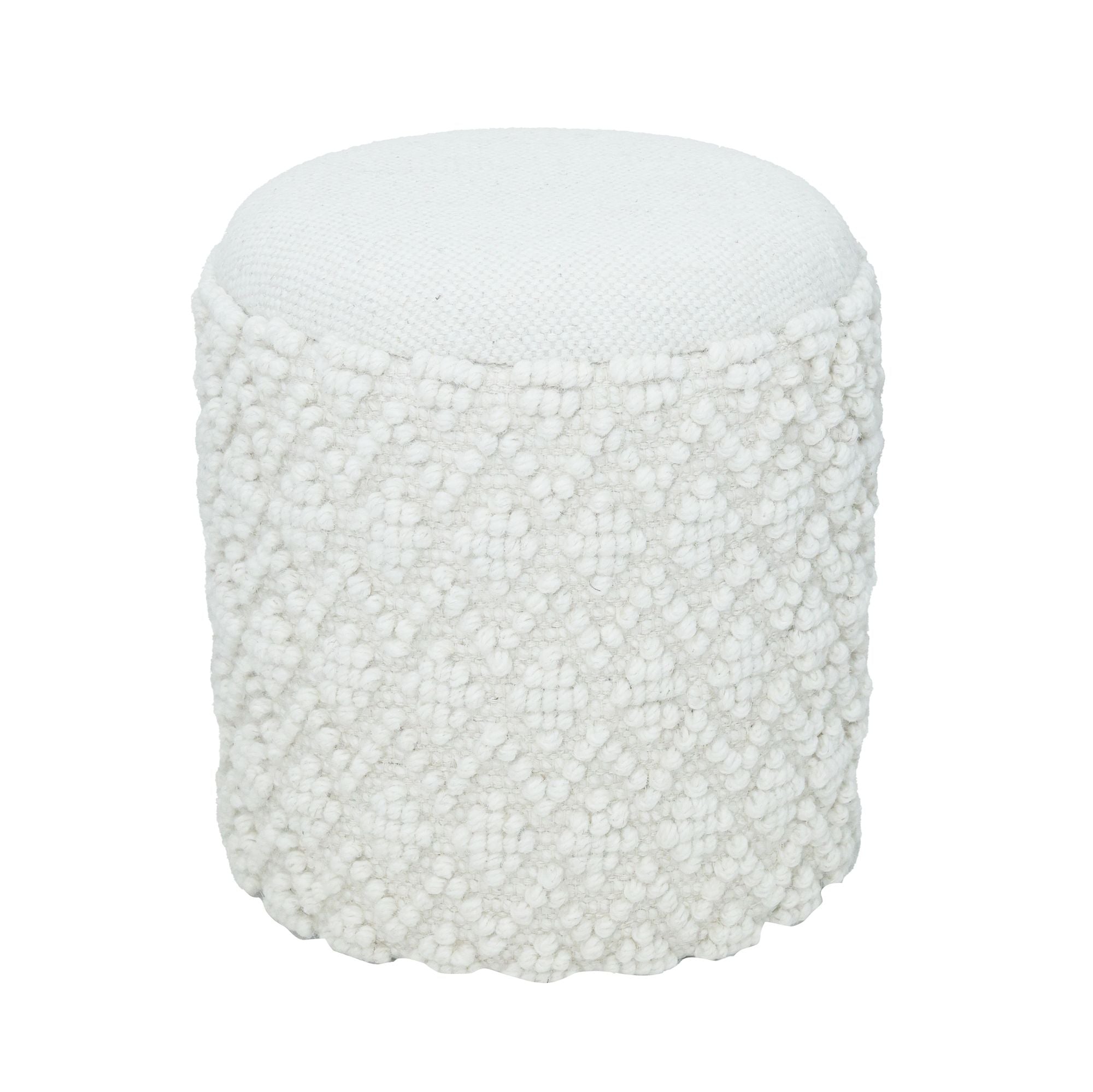 Rund Uldskammel Med Opbevaring  Boho-stil Fodskammel   40 Cm     45 Cm  Aftageligt Sæde  Dekorativ Skammel Og Fodskammel   Hvid  Sideskammel Til Stue  Soveværelse  Entre