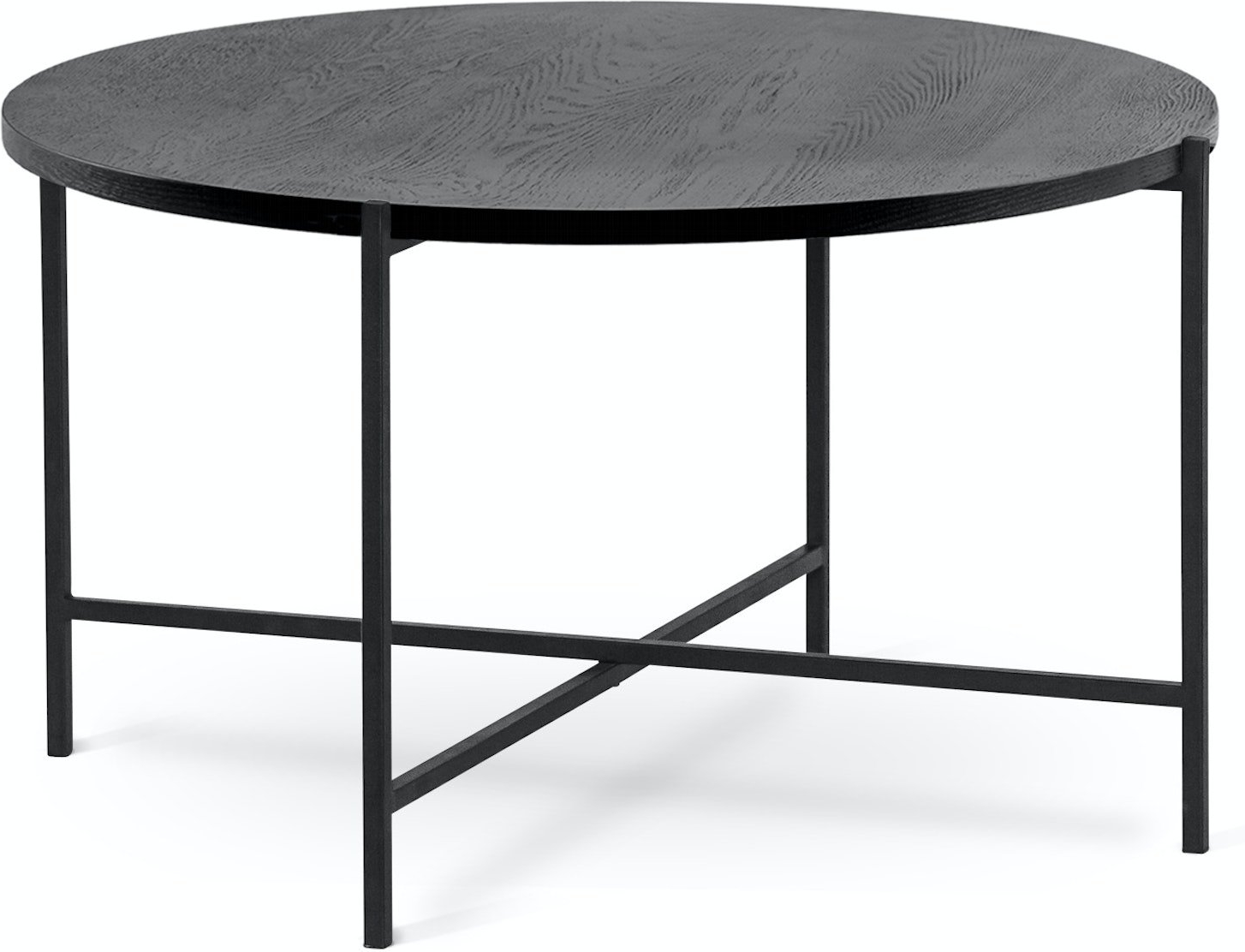 Rundt Sofabord Torkelson Monza ø80 Cm   Sortbejdset Ask   Pulverlakeret Sort Metal