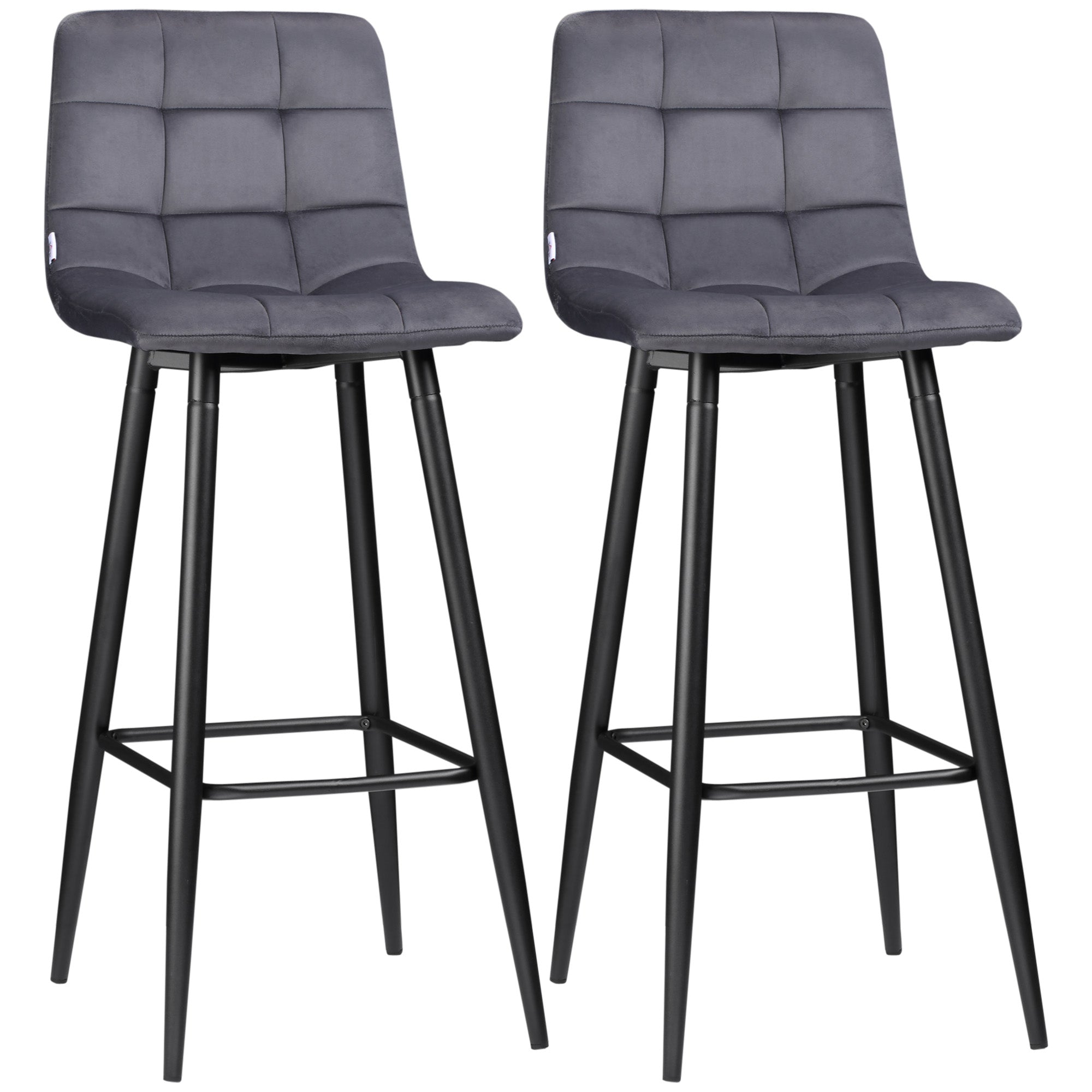 Sæt Med   Barstole Med Fodstøtte   Retrodesign 42 Cm   47 Cm   105 Cm Grå