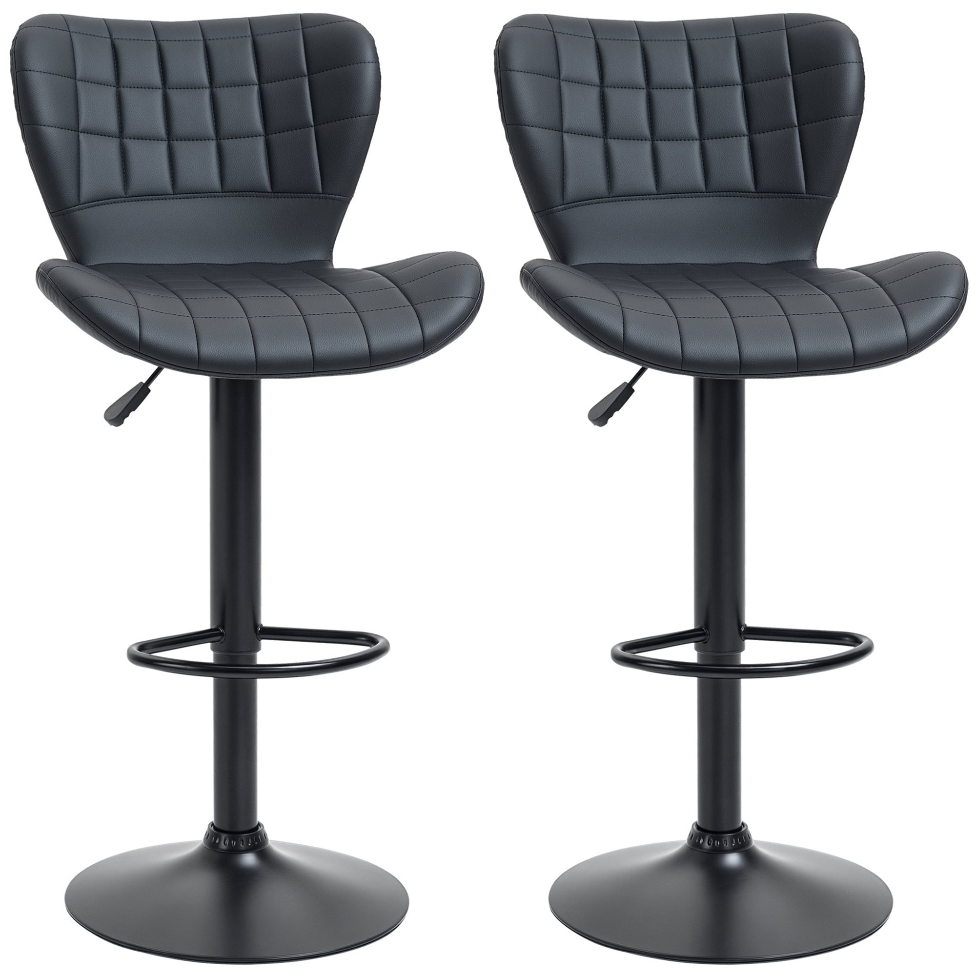 Sæt Med   Barstole  Retro Design  47 Cm   51   Cm   89-109 Cm  Sort