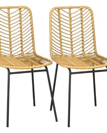 Sæt Med   Spisestuestole   Boho-stil  Accentstol  Pe-rattan  44 Cm   58 Cm   85 Cm  Naturlig   Gul