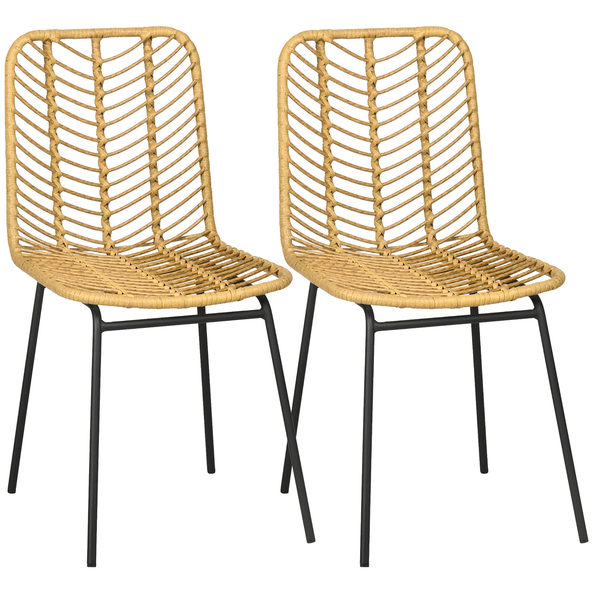 Sæt Med   Spisestuestole   Boho-stil  Accentstol  Pe-rattan  44 Cm   58 Cm   85 Cm  Naturlig   Gul