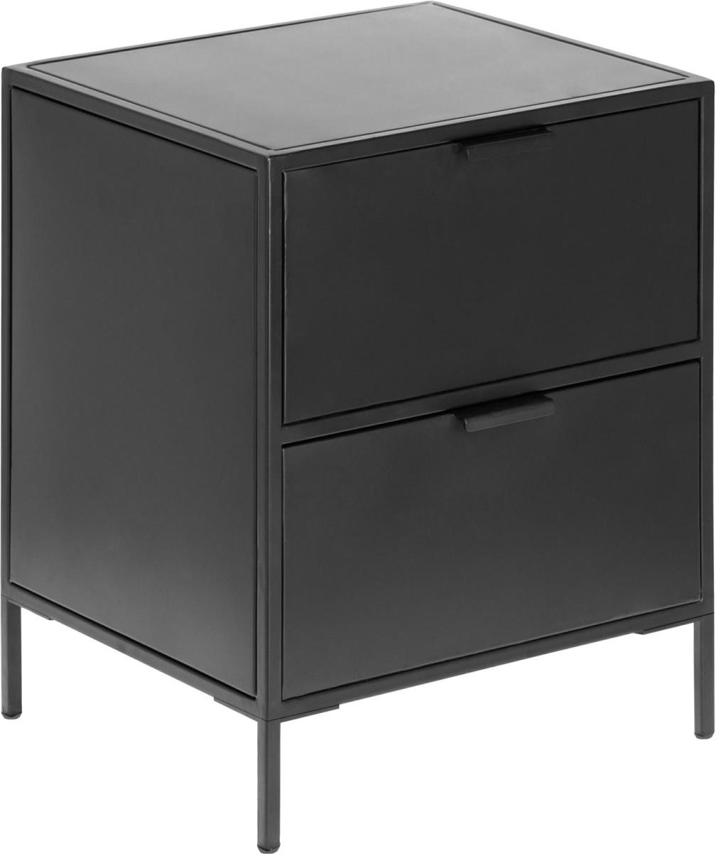 Sengebord Natbord Kave Home Shantay Sort Pulverlakeret Stål Med Skuffer 50x35x40 Cm Industri Nordisk