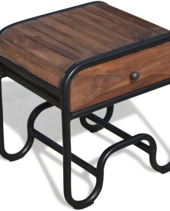 Sengebord Obuzi Christiania Dark   Natbord   Rosentræ   Sort Jernramme Rustic H50ã B40ã L50 Cm