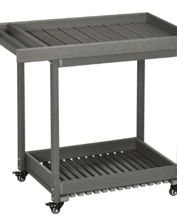 Serveringsvogn Med Håndklædeholdere    Nederste Hylde    Hjul  87 Cm   50 Cm   80 Cm  Mørkegrå