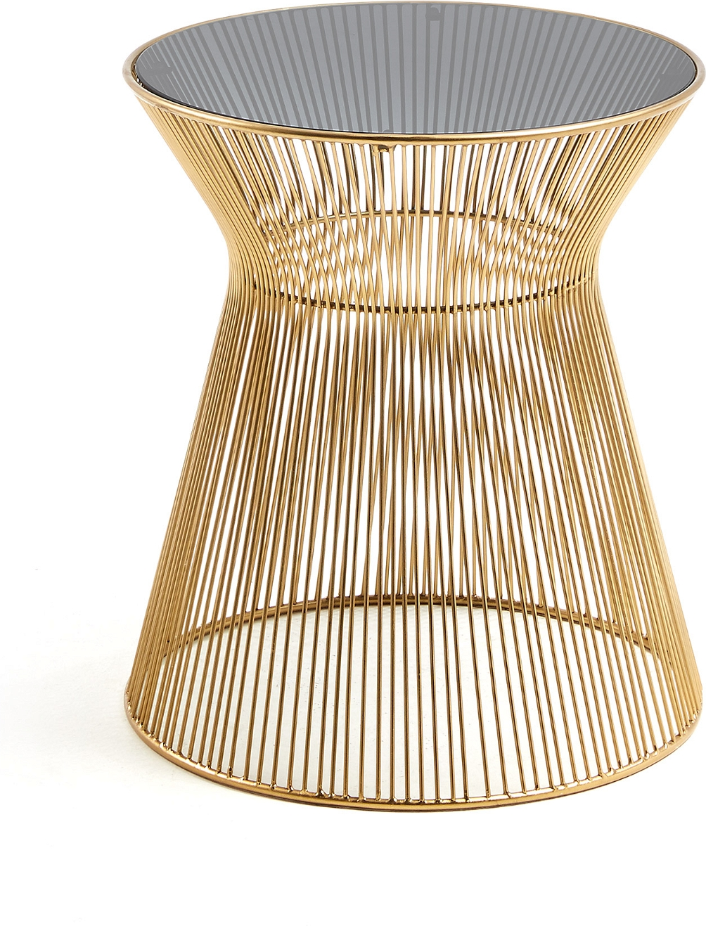 Sidebord Kave Home Jolene ø40   H44 Cm   Moderne Småbord Med Sort Glasplade Og Gylden Jernfinish