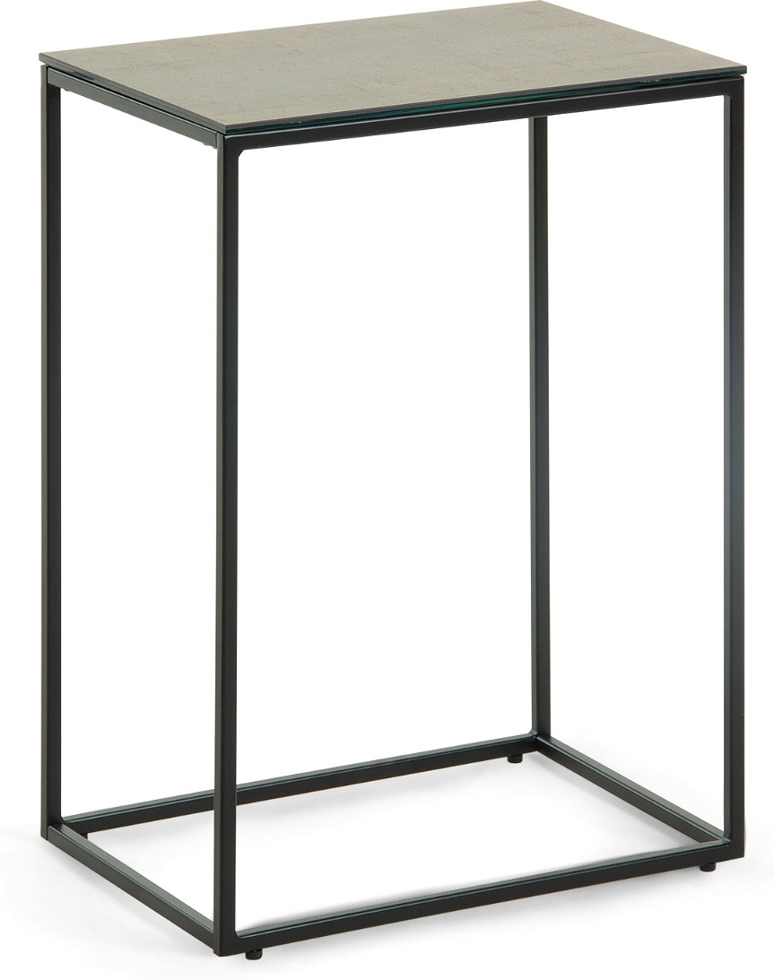 Sidebord Kave Home Rewena Sort Moderne Nordisk Bord Keramik Og Stål H60ã B30ã L45 Cm