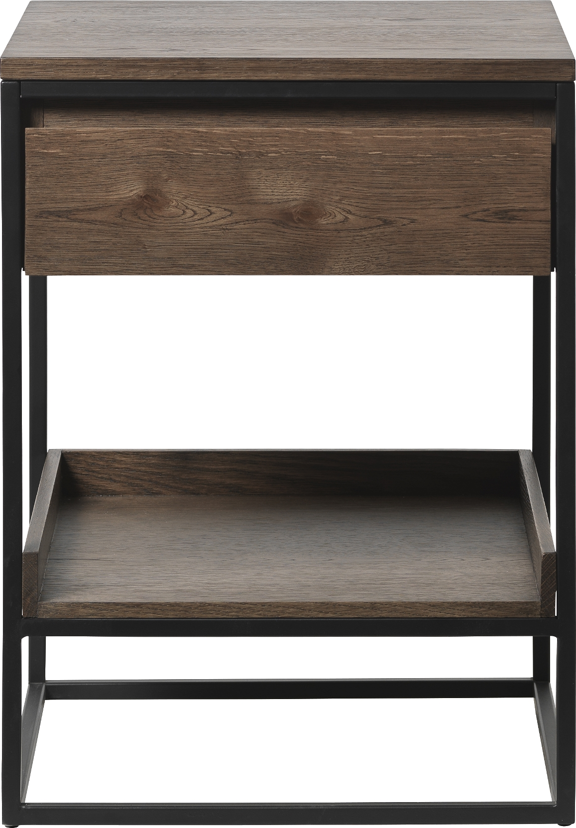 Sidebord Nordique Design Rivoli   Røget Egetræ   Metal Med Skuffe   Hylde H60x45 Cm