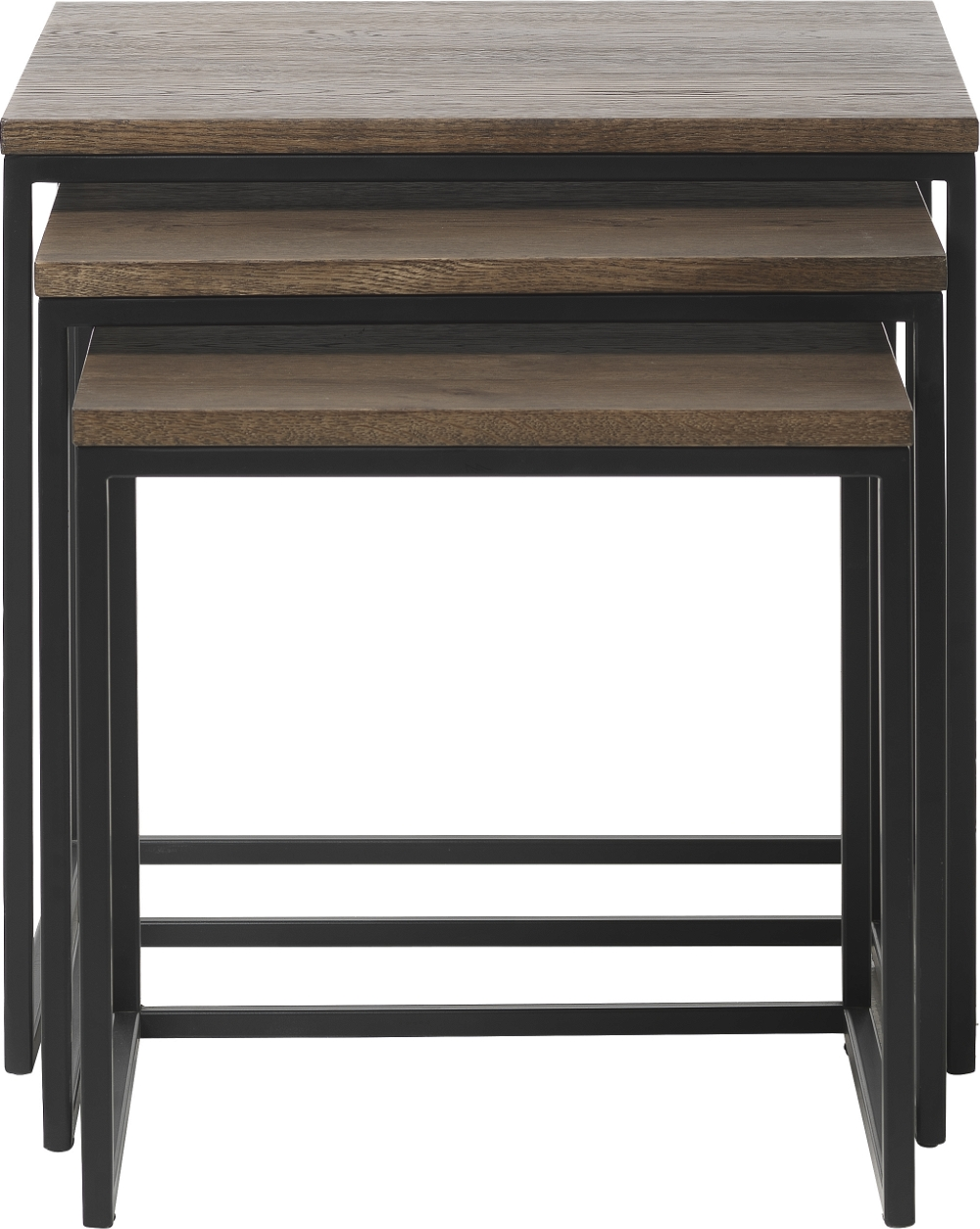 Sidebord Nordique Design Rivoli   Nestebord   Røget Egetræ Og Sort Metal H50   B50 Cm
