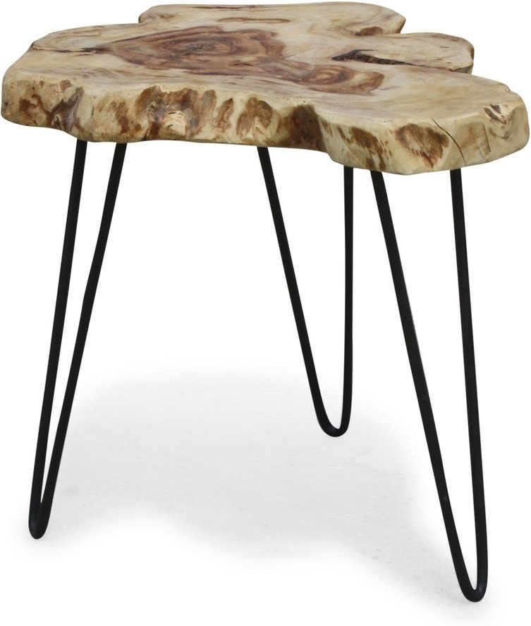 Sidebord Obuzi Blacksea Edge Naturtræ ø50   H45 Cm   Rustikt Småbord   Rosentræ Med Jernben