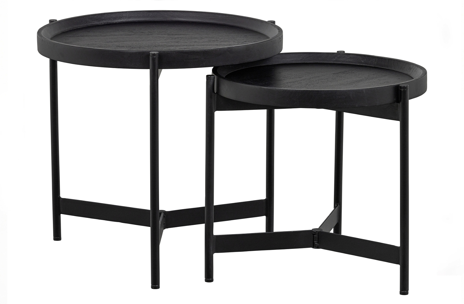 Sidebordssæt Woood Exclusive Lizzy   Mangotræ   Mat Sort Finish  ø55 ø47   H52 46 Cm